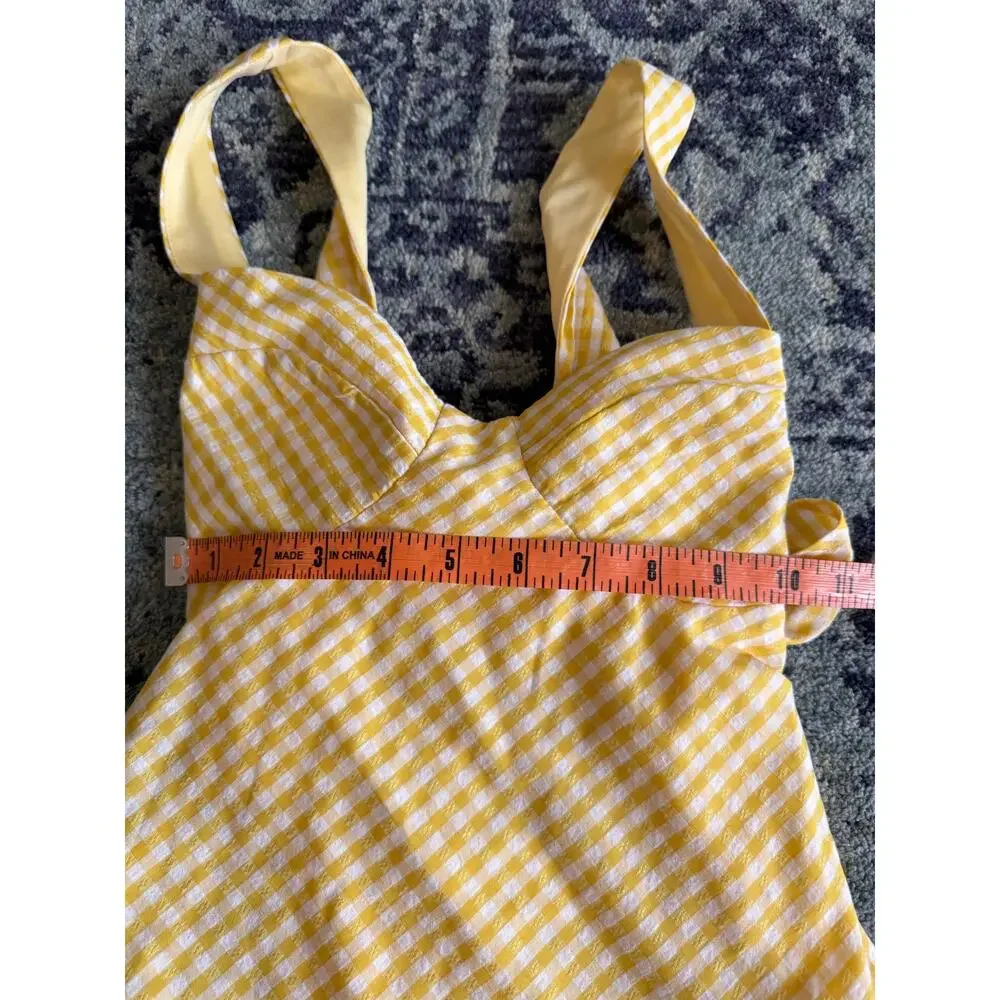 Princess Polly Yellow & White Gingham McBeath Mini Dress Tie Back Summer Preppy - Picture 12 of 13
